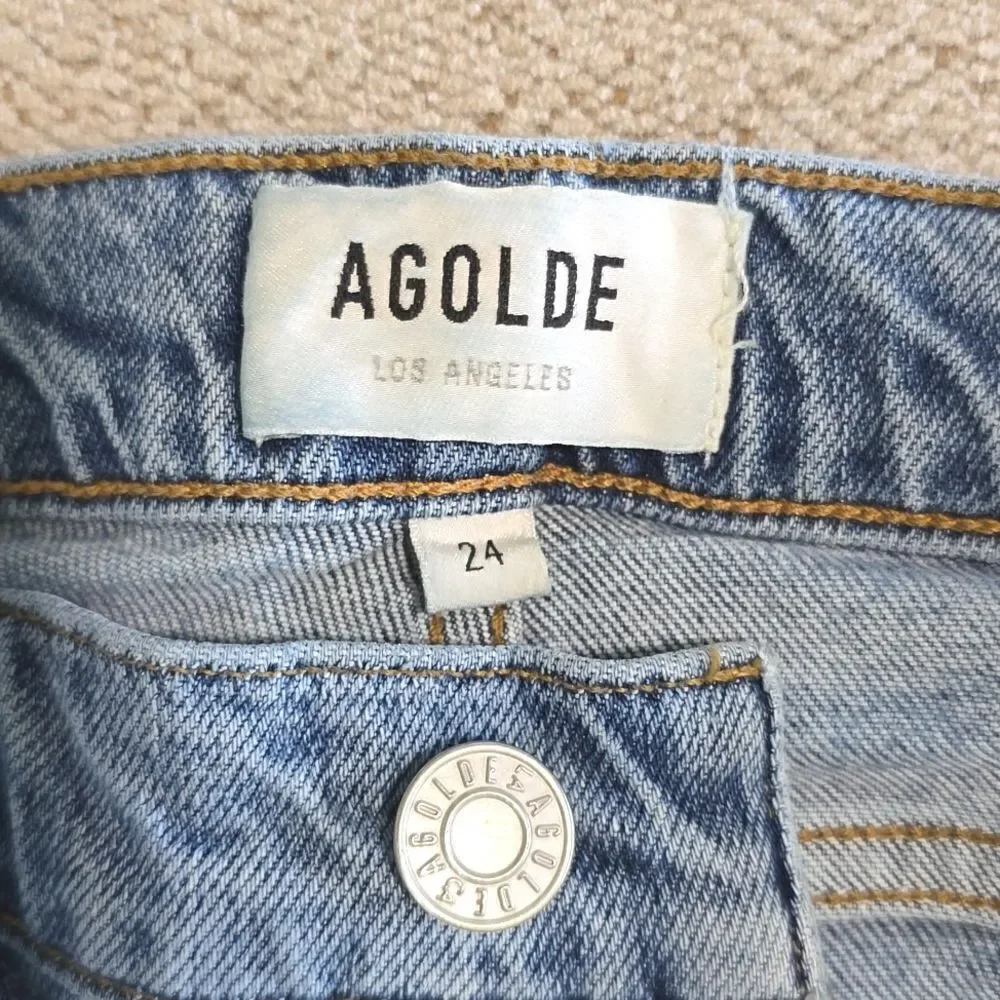 Agolde Nico High Rise Slim A093D-3002 Distressed Button fly Jeans - Size 24